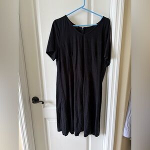 Talbots Woman Plus Petite Black Textured Knit Dress 2XP Short Sleeve Stretch